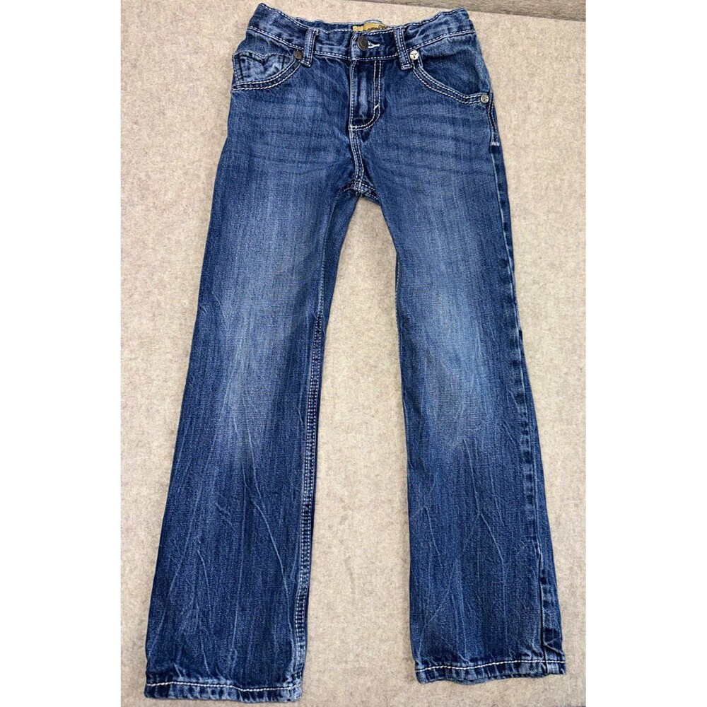 Wrangler 20X Boys Blue Medium Wash Denim Straight Jeans Button Zip 8 regular